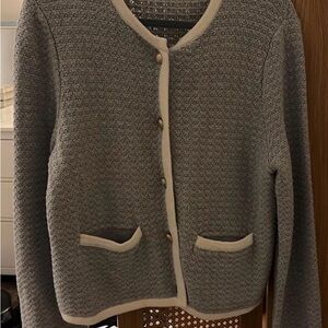 Abercrombie & Fitch Gray Cardigan with Cream Accents